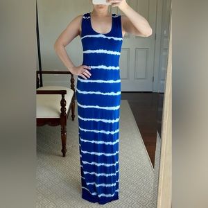 Hodges Collection Jersey Blue Tie Die Maxi Dress Size S